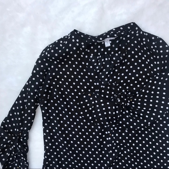 LC Lauren Conrad Size M Button Up Polka Dot Blouse - Picture 1 of 5